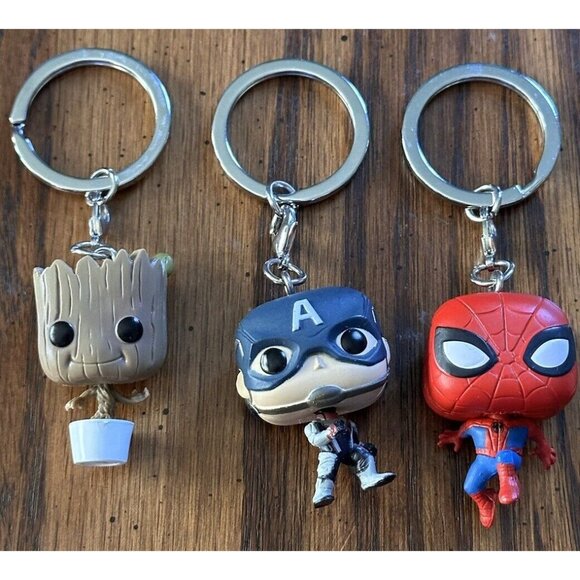 6 Marvel Keychains Lot Spiderman Deadpool Groot Captain‎ America Gamora Nebula - Picture 3 of 3